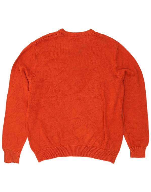 Chaps Herren-Pullover mit Rundhalsausschnitt, XL, Orange, Baumwolle