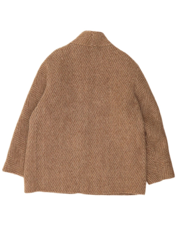 VINTAGE Damen Mantel UK 18 XL Beige Chevron