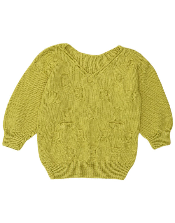 Vintage Damen V-Ausschnitt Pullover Pullover UK 16 Groß Grün