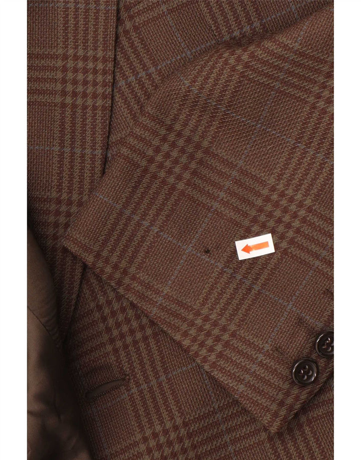 Vintage Herren-Blazer mit 2 Knöpfen, IT 50, große braun karierte Wolle