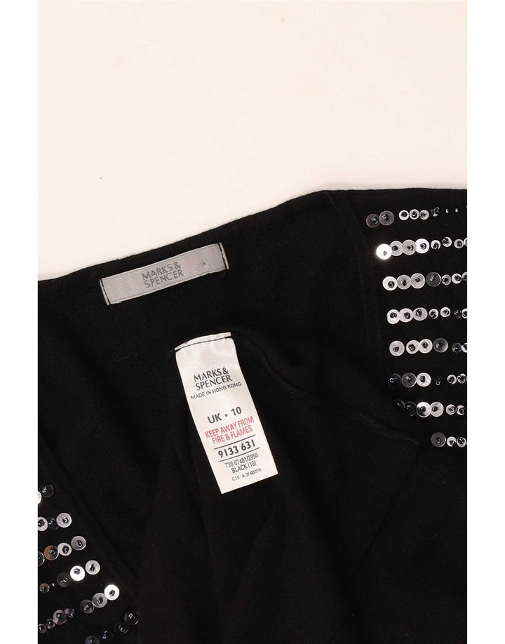 Marks & Spencer Damen-Top, 3/4-Ärmel, UK-Größe 10, Größe S, schwarze Viskose