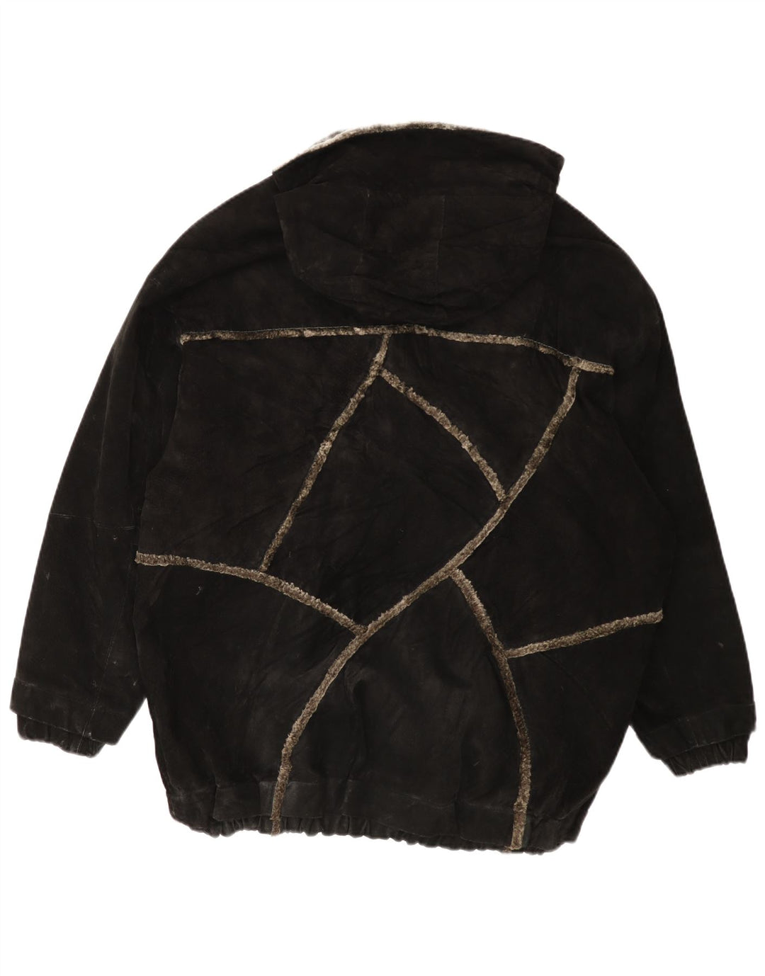 GIORGIO MOBIANI Herren Wildlederjacke mit Kapuze UK 44 2XL Schwarzes Leder