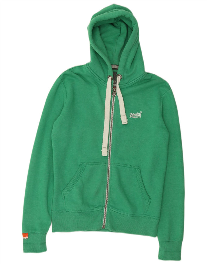 Superdry Herren-Kapuzenpullover mit Reißverschluss, mittelgrüne Baumwolle