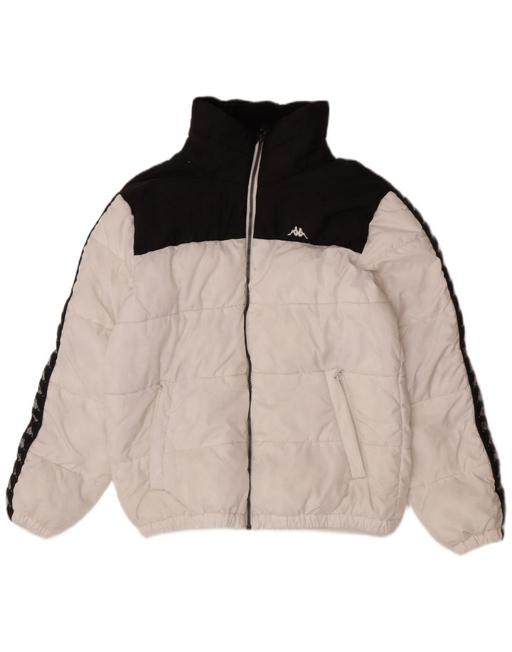 Kappa Herren Wattierte Jacke UK 40 Large Weiß Colourblock Polyester