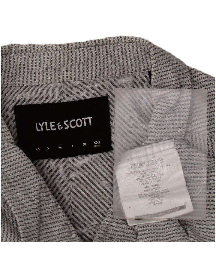 LYLE & SCOTT Herrenhemd 2XL Blaue Nadelstreifen-Baumwolle