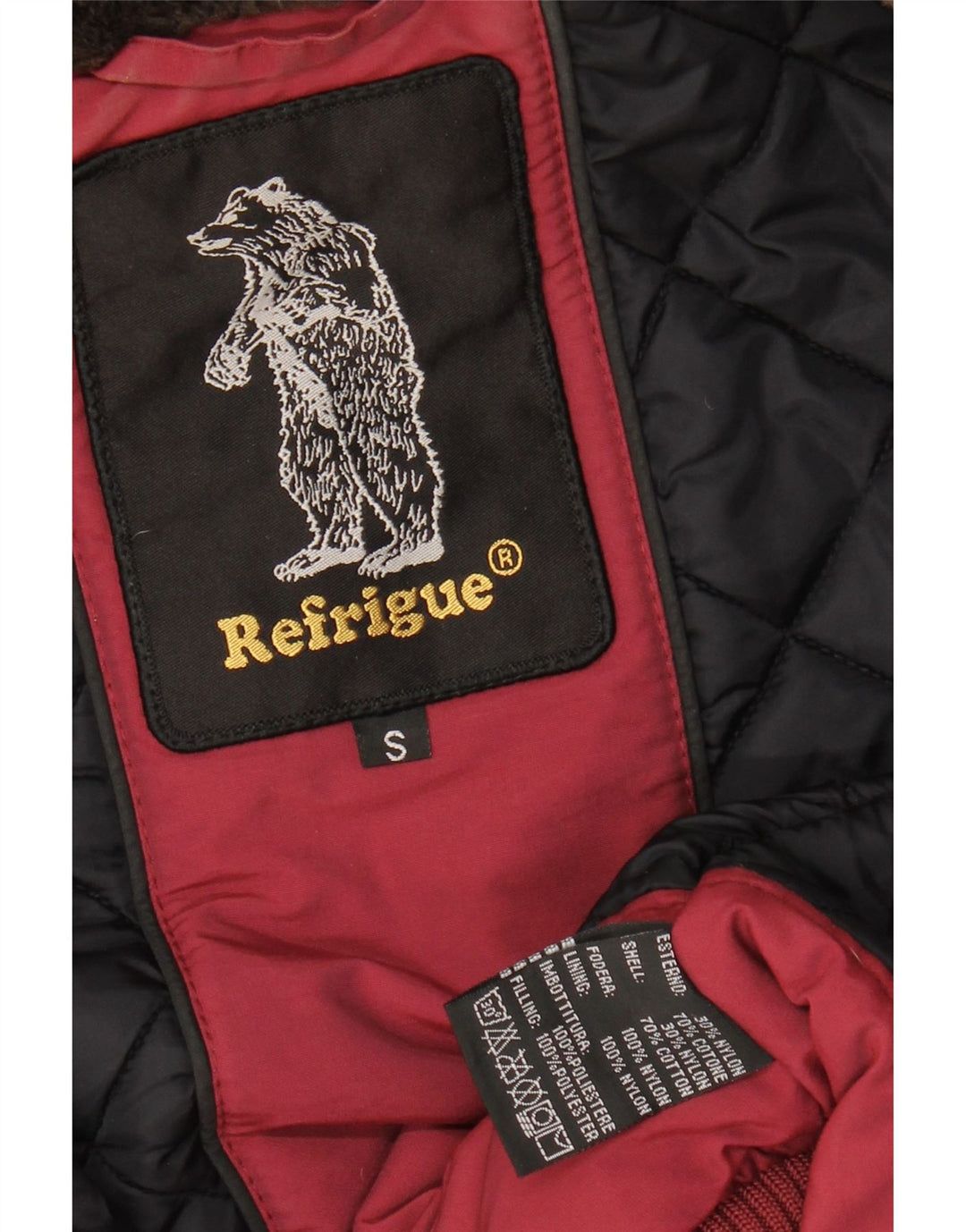 Refrigue Wattierte Damenjacke mit Kapuze, UK 10, Größe S, Burgunderrot, Baumwolle