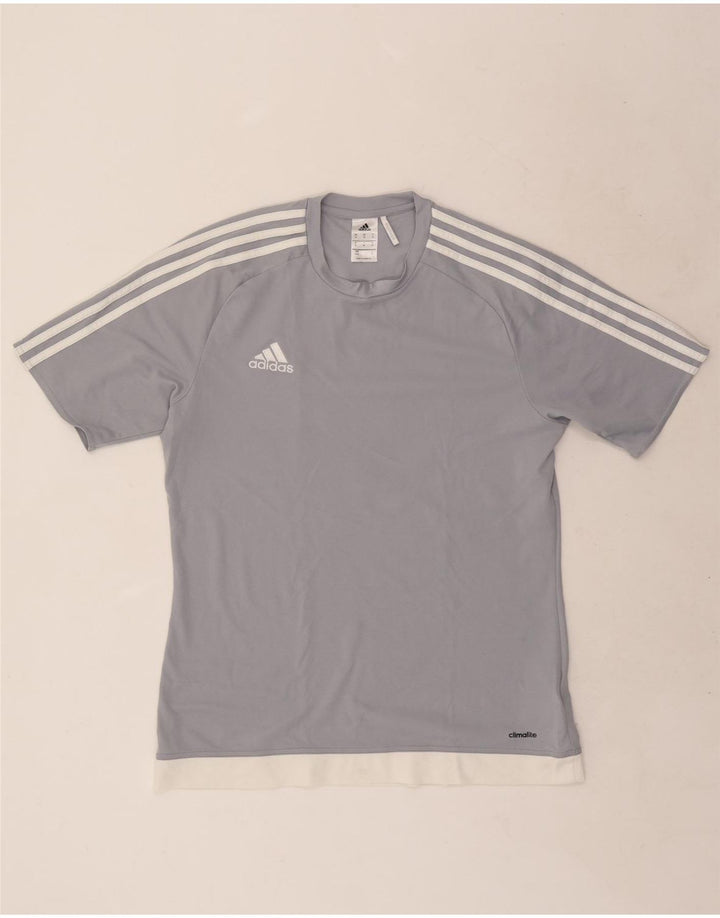 Adidas Herren Climalite T-Shirt Top Mittelgraues Colourblock-Polyester