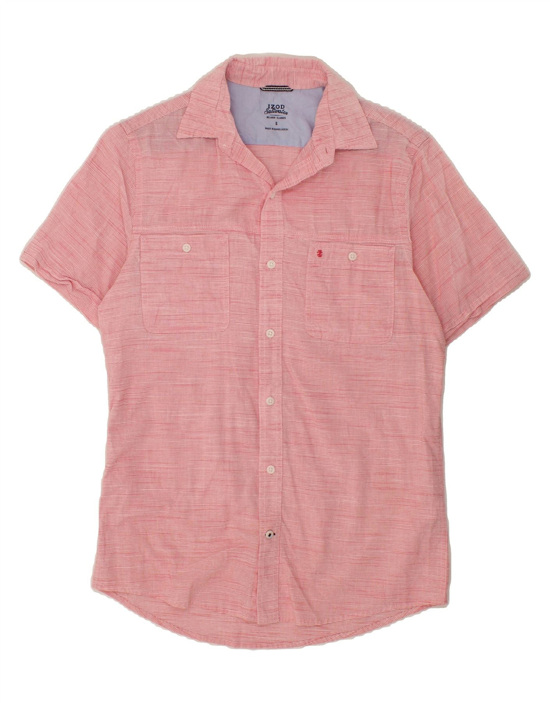 IZOD Mens Short Sleeve Shirt Small Pink Pinstripe Cotton Vintage Izod and Second-Hand Izod from Messina Hembry 