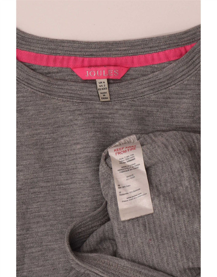 Joules Damen Übergroßes Top Langarm UK 6 XS Grau Baumwolle