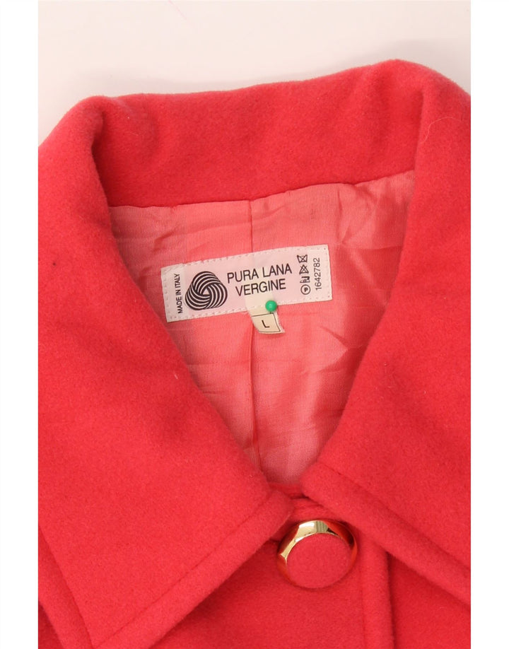 VINTAGE Womens Oversized Overcoat UK 16 Large Pink Virgin Wool Vintage Vintage and Second-Hand Vintage from Messina Hembry 