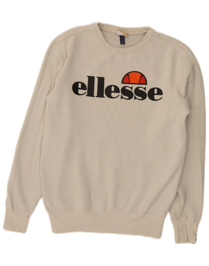 Ellesse Herren-Sweatshirt mit Grafik, Größe S, weiße Baumwolle