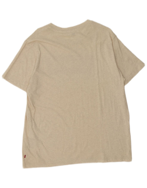 Levi's Damen Grafik-T-Shirt-Oberteil UK 18 XL, cremefarben gefleckte Baumwolle