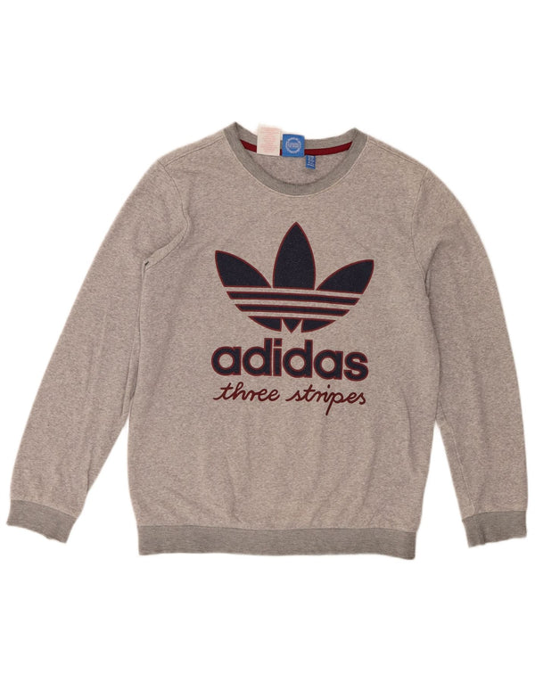 Adidas Jungen Sweatshirt mit drei Streifen, 13–14 Jahre, grau gefleckt