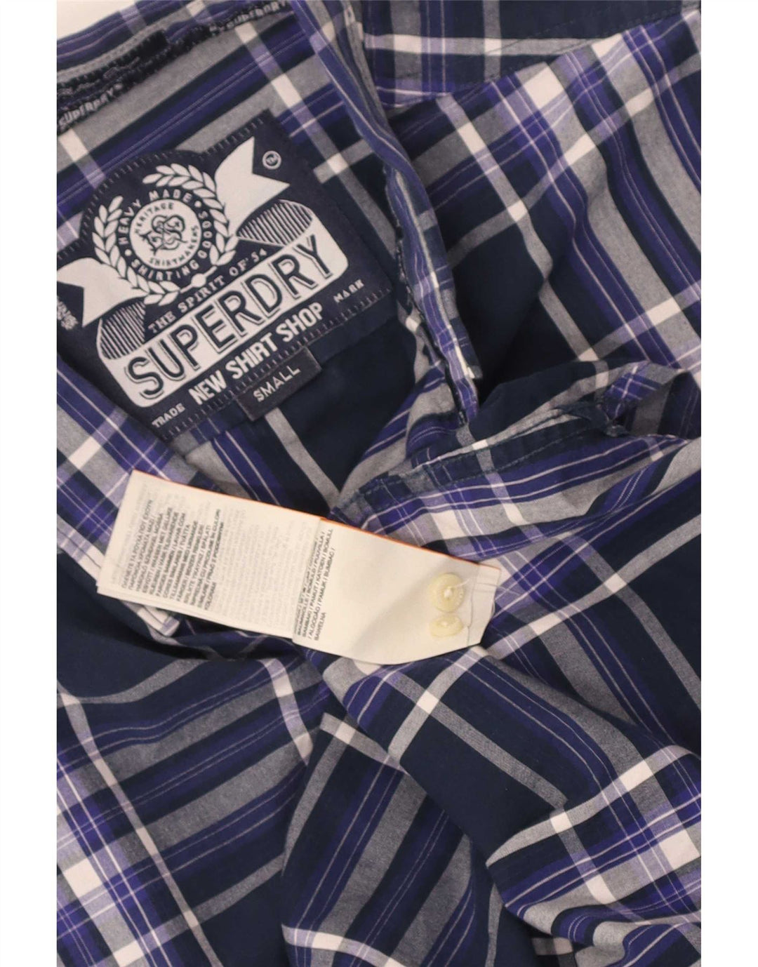 Superdry Herren-Hemd, klein, marineblau, kariert, Baumwolle