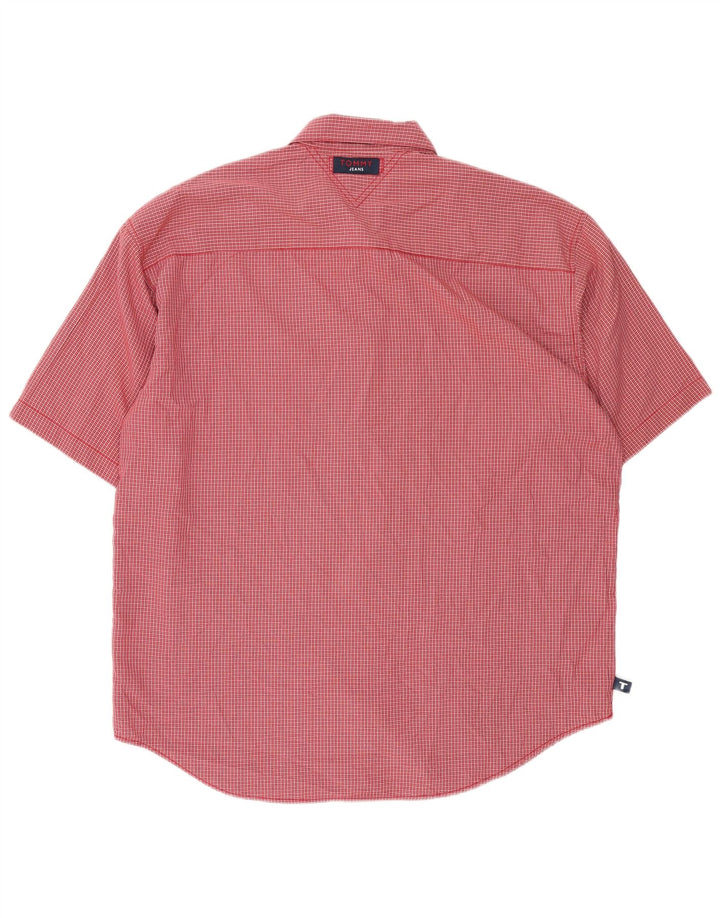 Tommy Hilfiger Herren Kurzarmhemd XL Rot Gingham Polyester
