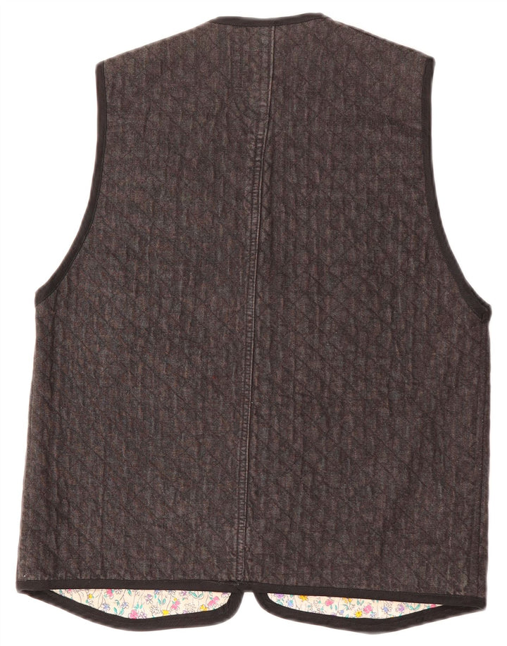 Vintage Damen Gilet UK 12 Mittelgrau Paisley