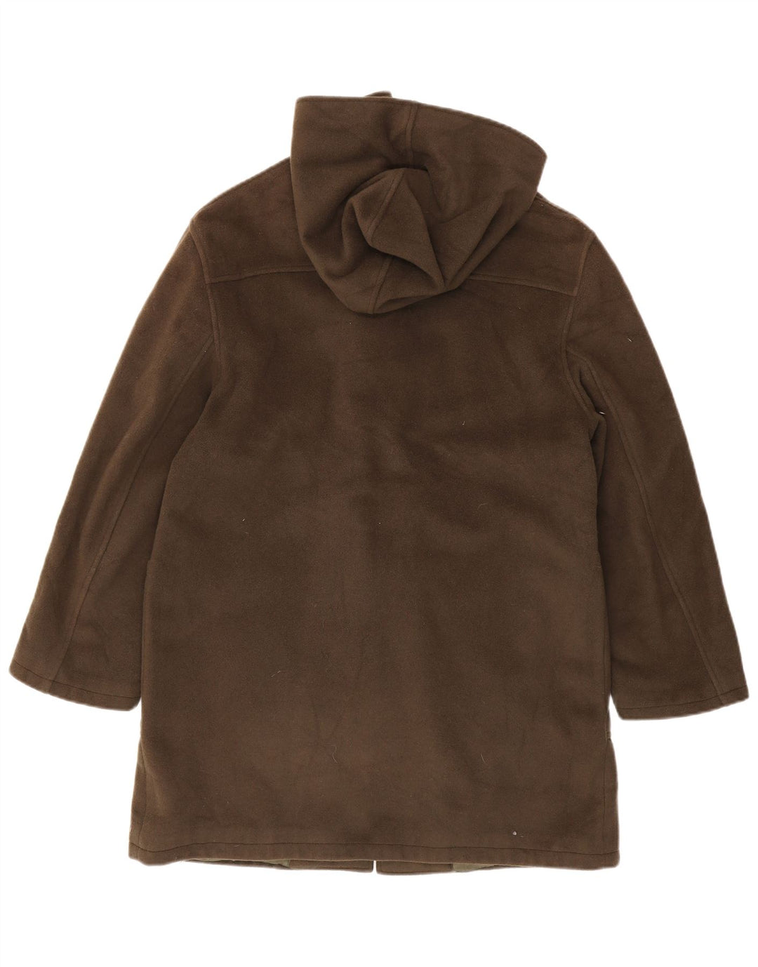 Vintage Damen Dufflecoat mit Kapuze IT 46 Große Khaki-Schurwolle