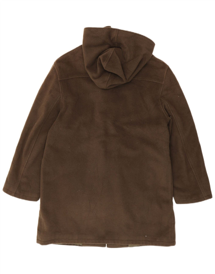 Vintage Damen Dufflecoat mit Kapuze IT 46 Große Khaki-Schurwolle