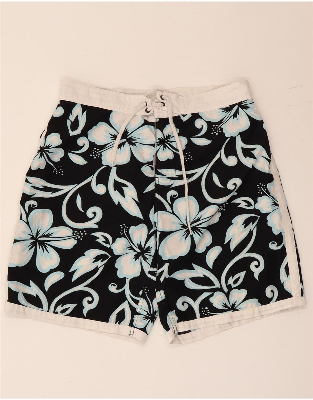 Sundek Herren-Badeshorts IT 50 Large aus schwarzem, geblümtem Polyester