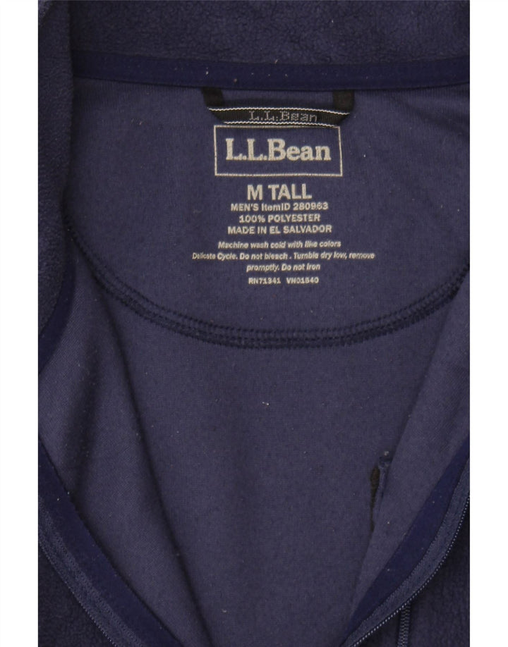 L.L.BEAN Mens Tall Zip Neck Fleece Jumper Medium Navy Blue Polyester Vintage L.L.Bean and Second-Hand L.L.Bean from Messina Hembry 