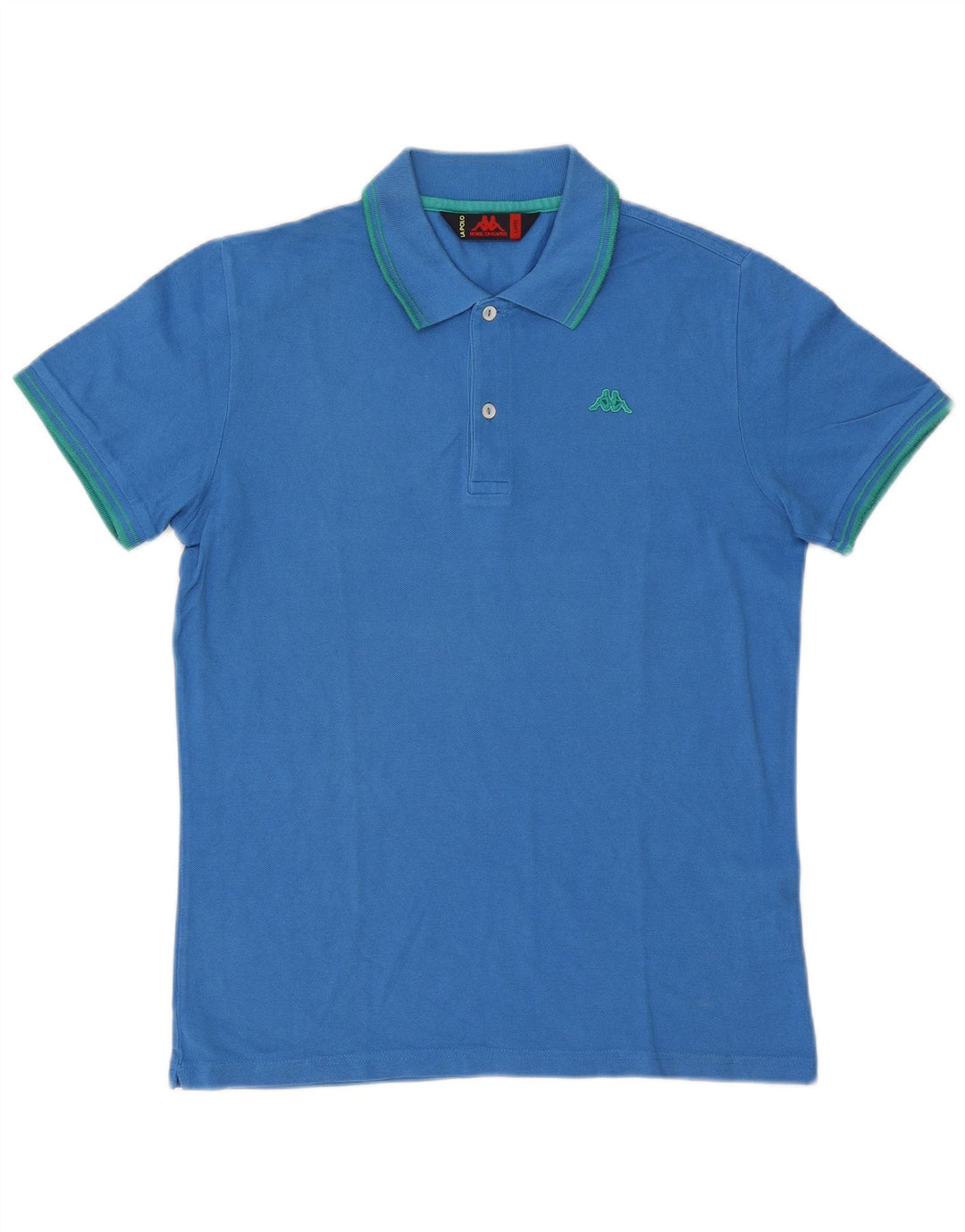 Kappa Herren-Poloshirt, groß, blau gestreift, Baumwolle