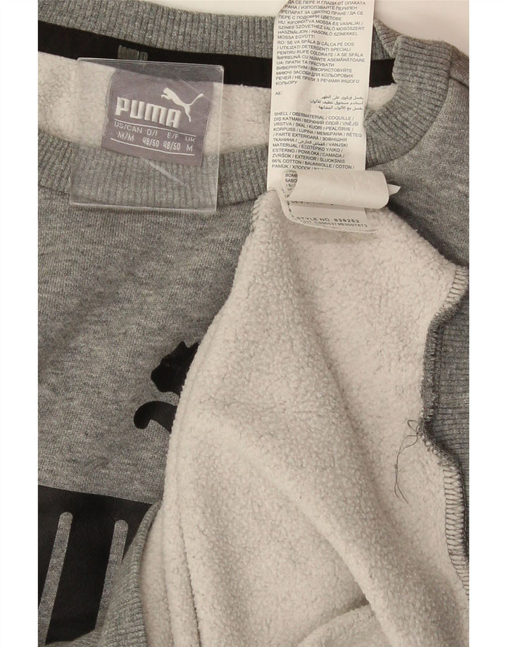 PUMA Herren Grafik-Sweatshirt-Pullover aus mittelgrau gefleckter Baumwolle