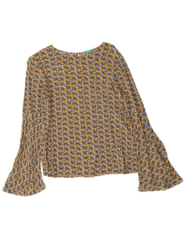 Benetton Womens Abstract Pattern Loose Fit Bluse Top UK 6 XS Mehrfarbig