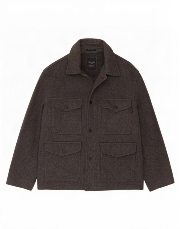 Seventy Herren-Utility-Jacke UK 42 XL aus grauer Wolle