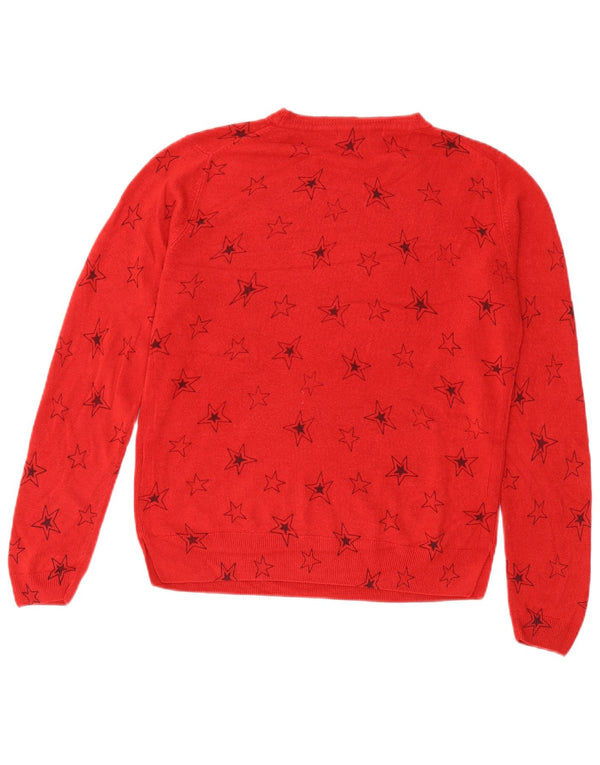 MARKS & SPENCER Damen-Pullover mit U-Boot-Ausschnitt, Gr. 14, groß, rot, geometrisch
