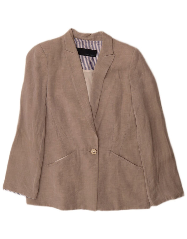 Zara Damen 1-Knopf-Blazerjacke UK 12 Mittelgrau