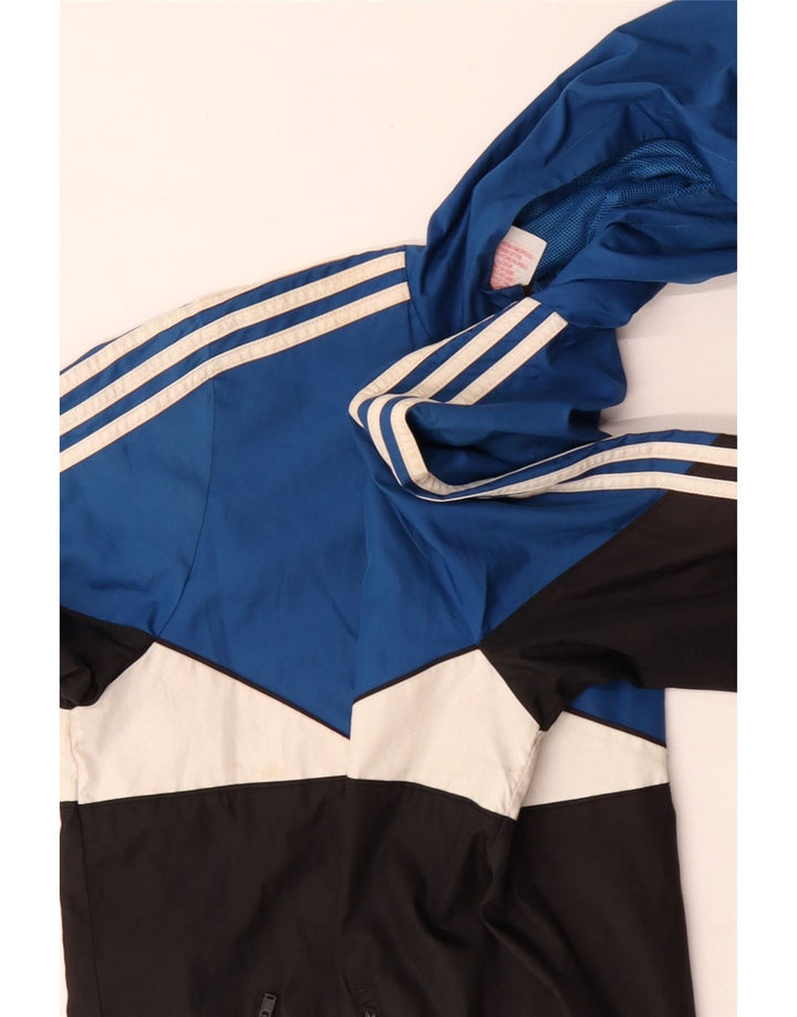 Adidas Regenjacke mit Kapuze für Jungen, 13–14 Jahre, blaues Colourblock-Polyester