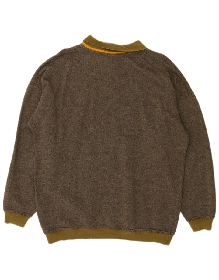 Vintage Herren Rollkragenpullover, große Khaki-gestreifte Wolle