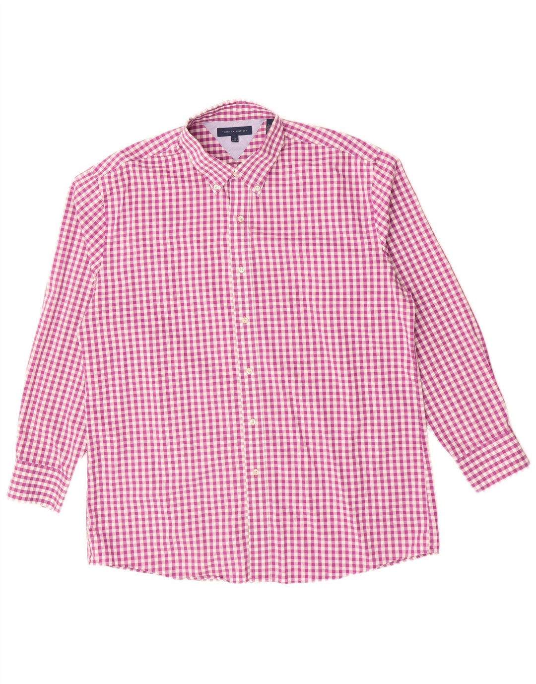 TOMMY HILFIGER Herrenhemd Größe 17 XL Lila Gingham Baumwolle