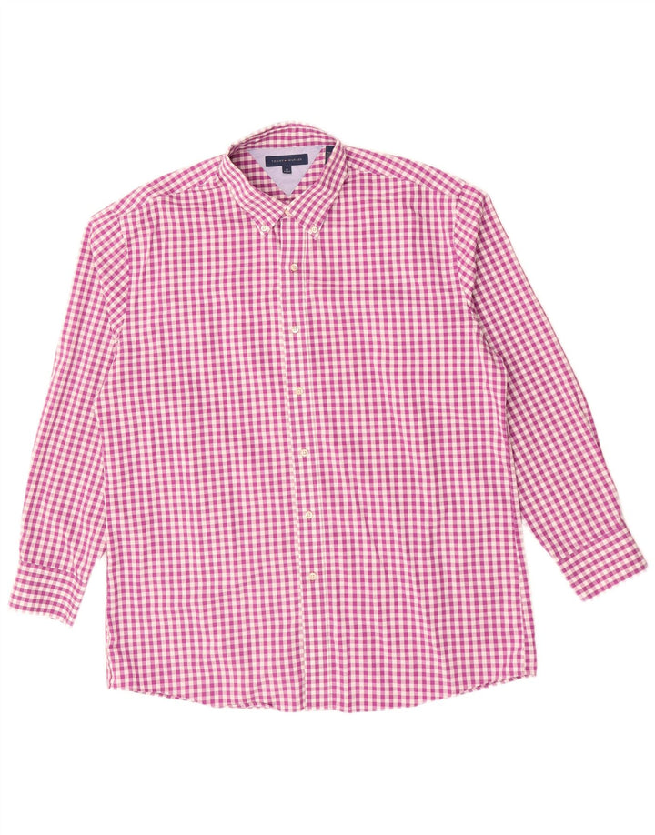 TOMMY HILFIGER Herrenhemd Größe 17 XL Lila Gingham Baumwolle
