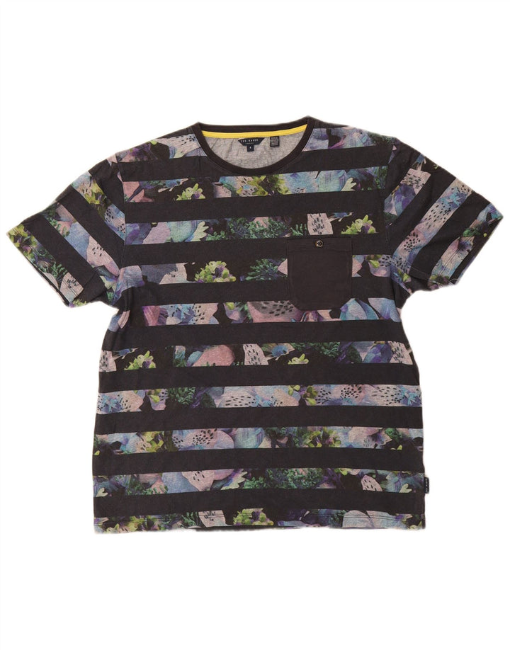 Ted Baker Herren T-Shirt Top Größe 4 Large Marineblau gestreift