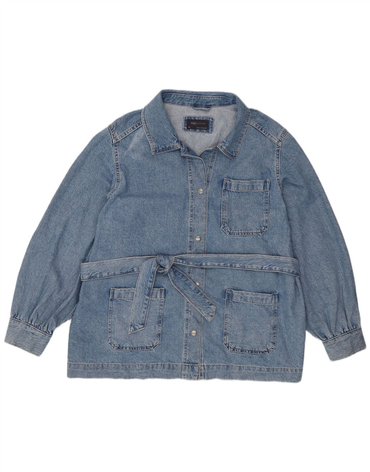 Marks & Spencer Damen Jeansjacke UK 20 2XL Blaue Baumwolle