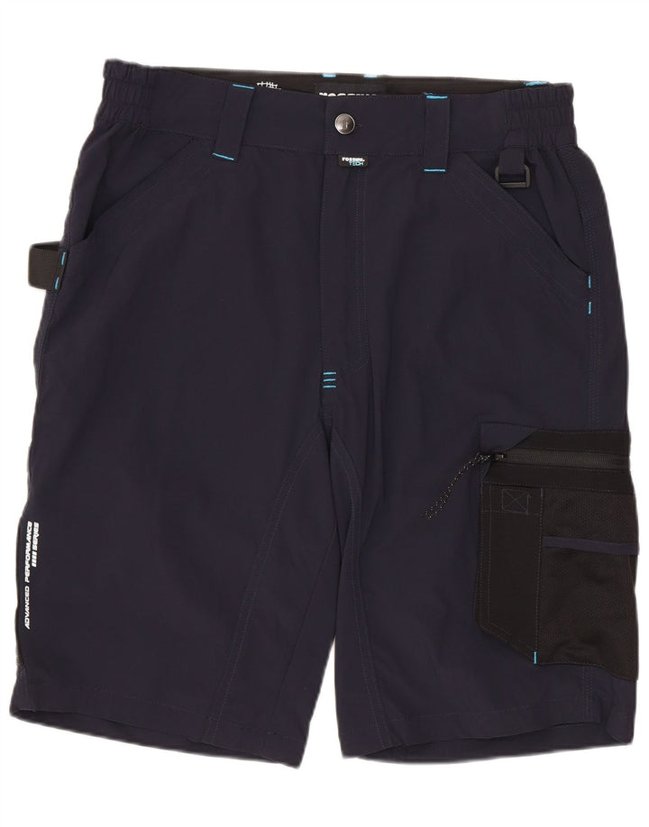 VINTAGE Herren Cargo Shorts Medium W30 Marineblaues Polyamid