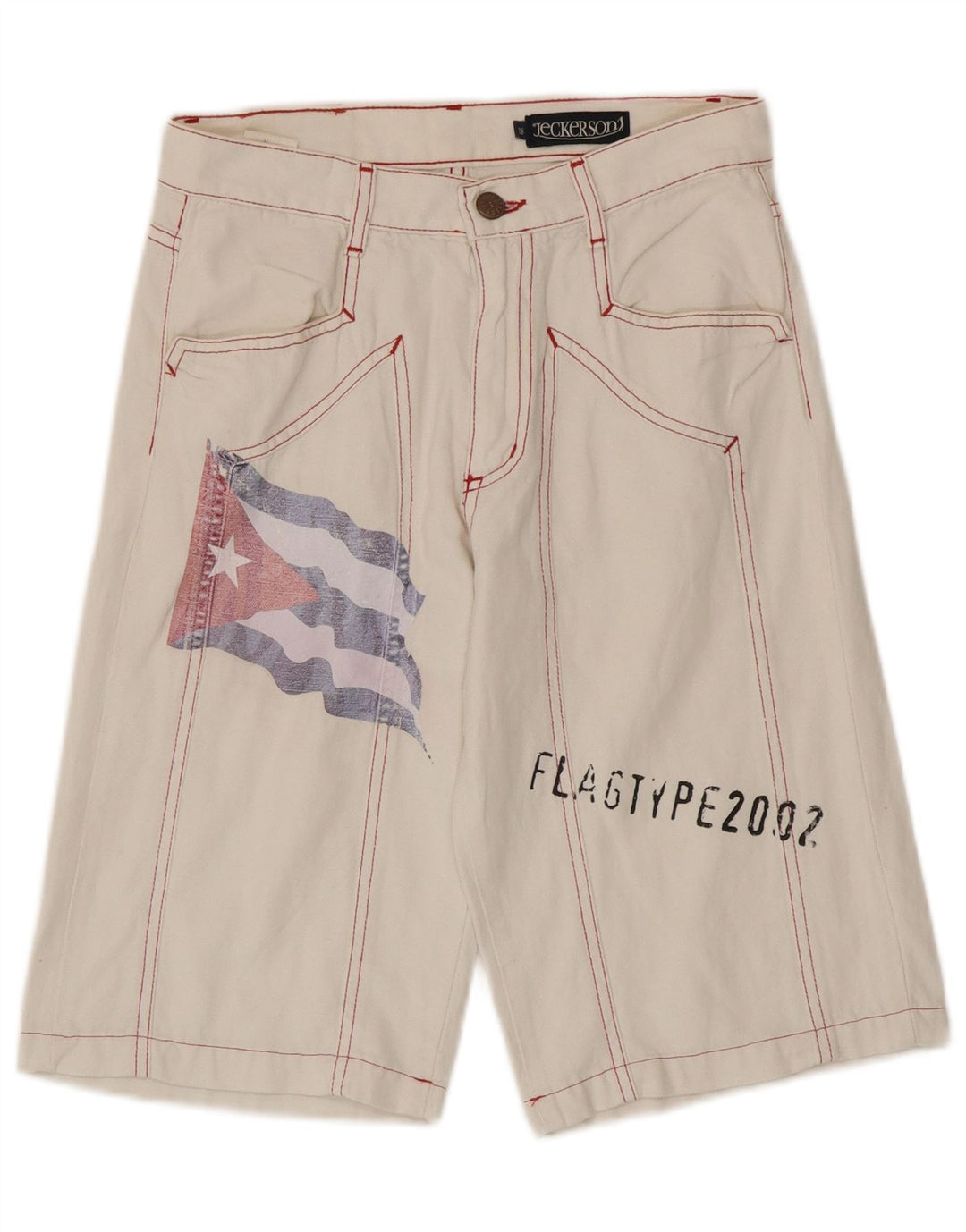 Jeckerson Herren-Bermudashorts mit Grafik, W28, Größe S, weiße Baumwolle