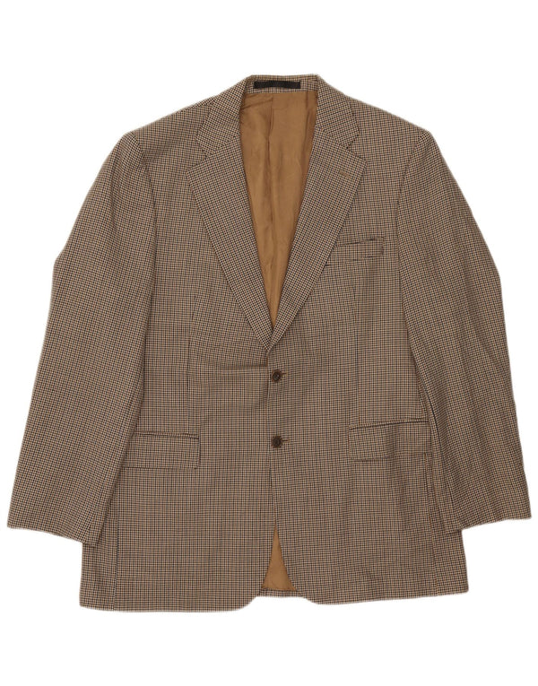 Marks & Spencer Herren Longline Blazer Jacke UK 42 Large Beige Houndstooth