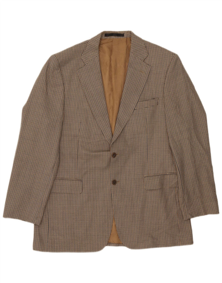 Marks & Spencer Herren Longline Blazer Jacke UK 42 Large Beige Houndstooth