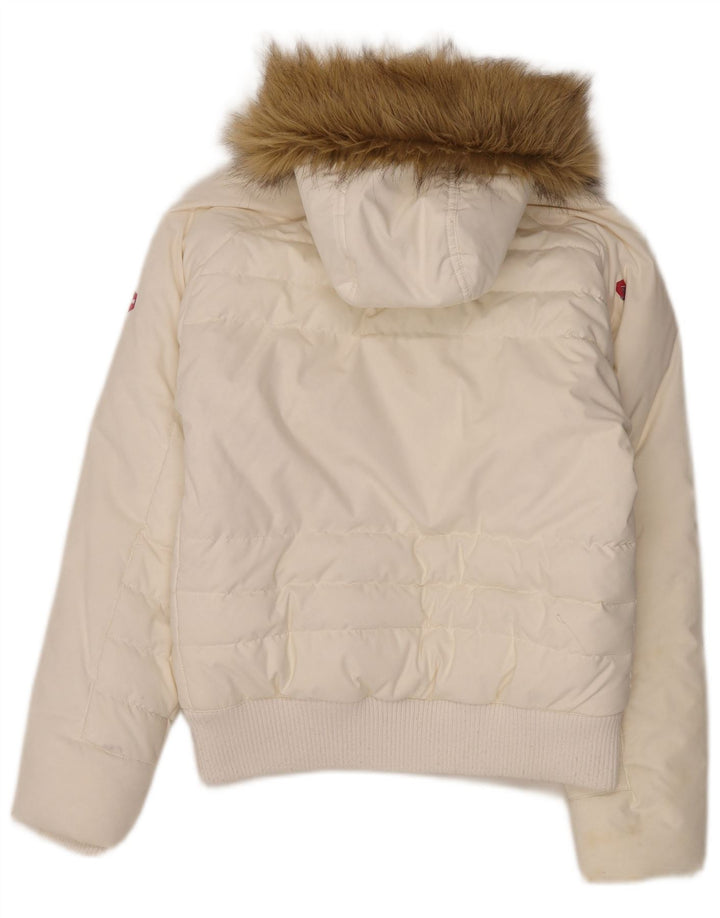Helly Hansen Wattierte Damenjacke mit Kapuze, UK 12, mittelweißes Nylon