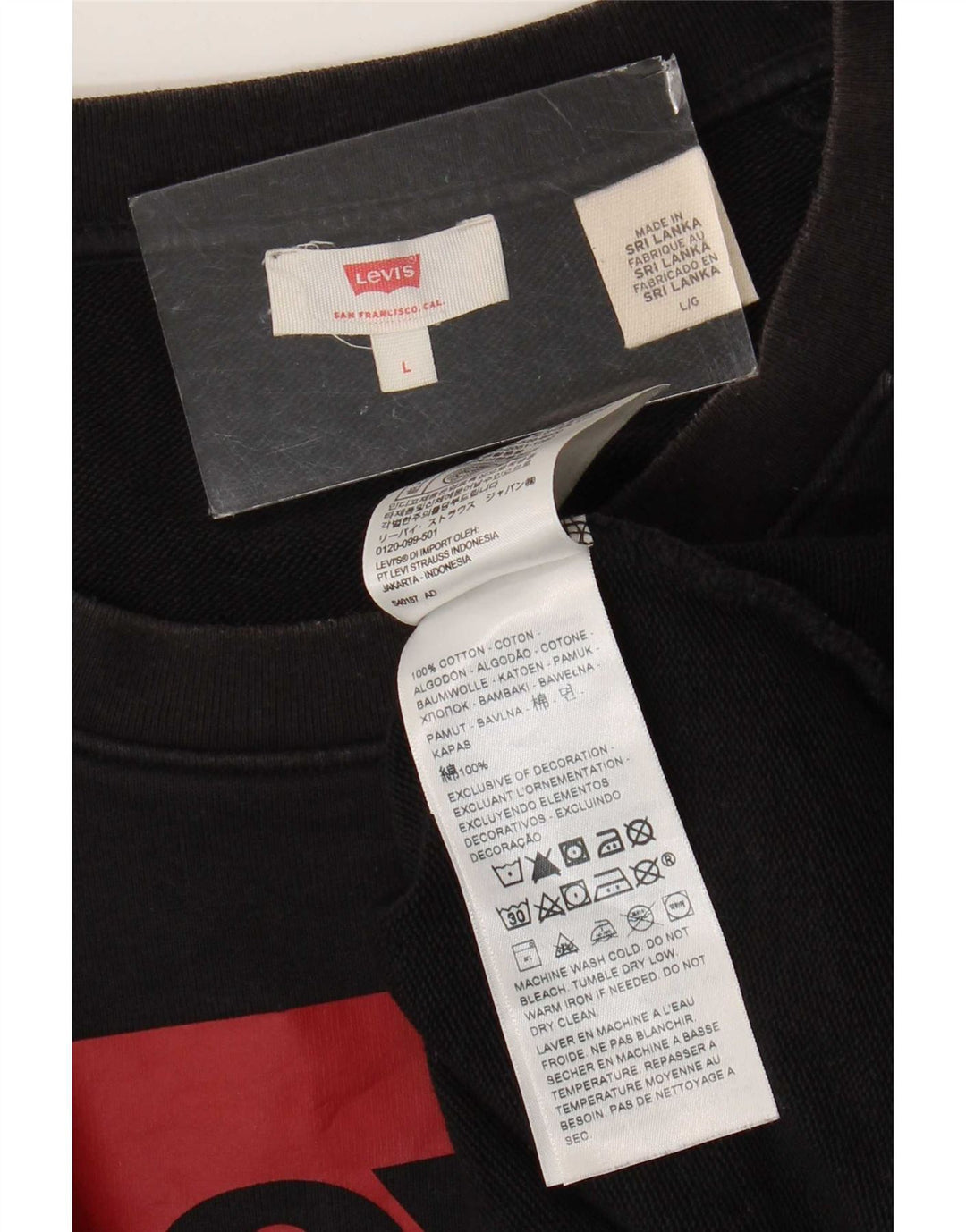 Levi's Damen Grafik-Sweatshirt-Pullover UK 16 Large Schwarz Baumwolle