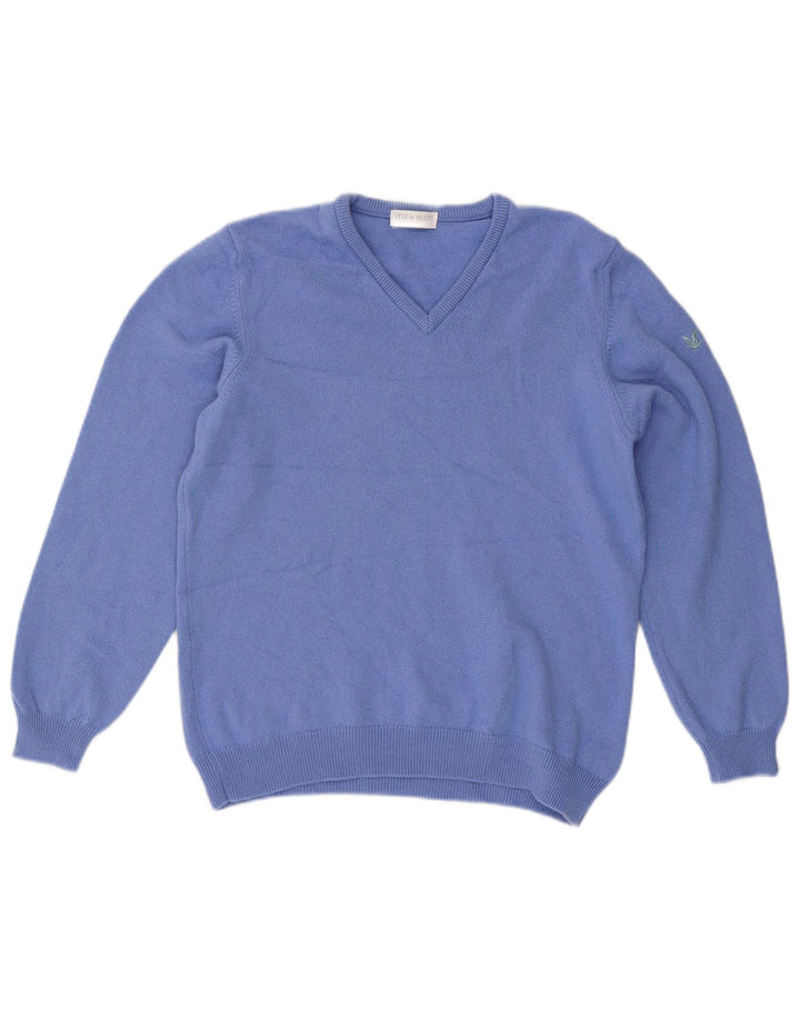LYLE & SCOTT Damen Golf-Pullover mit V-Ausschnitt, UK 16, Größe L, blaue Wolle