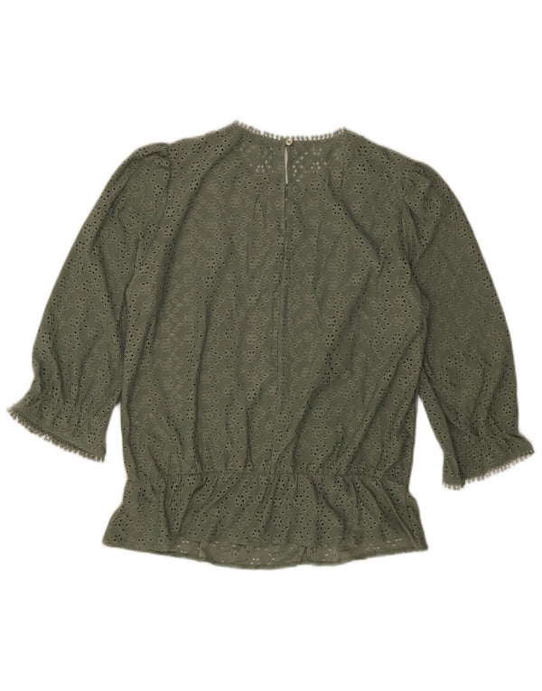 Oasis Damen-Blusenoberteil mit 3/4-Ärmeln, UK-Größe 12, Mittelgrün, Polyester
