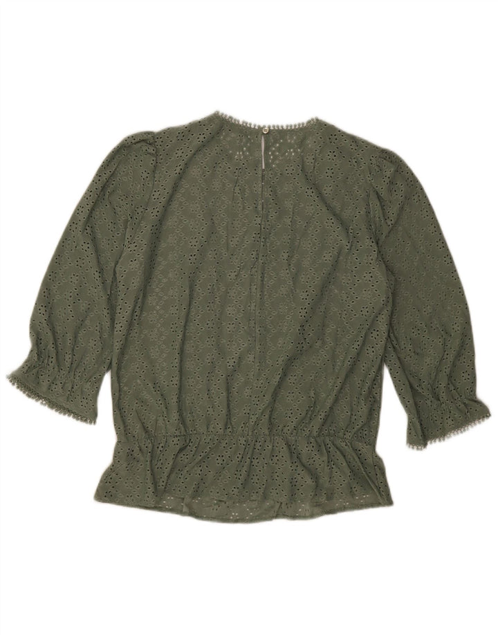 Oasis Damen-Blusenoberteil mit 3/4-Ärmeln, UK-Größe 12, Mittelgrün, Polyester
