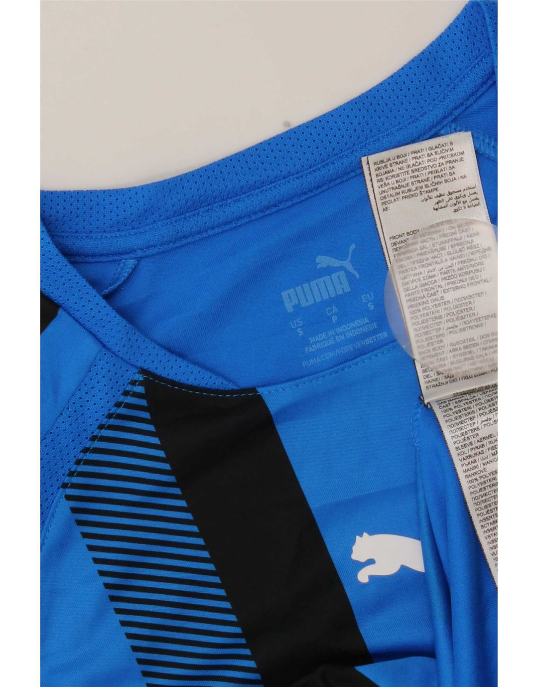 Puma Herren T-Shirt Top Small Blau gestreift Polyester
