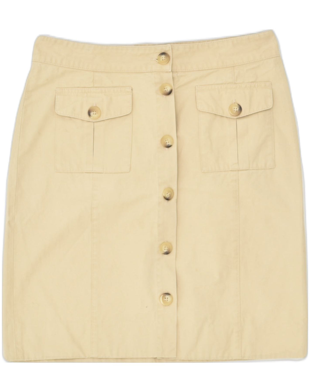 GLENFIELD Womens Midi Skirt IT 44 Medium W30 Beige Cotton | Vintage Glenfield | Thrift | Second-Hand Glenfield | Used Clothing | Messina Hembry 