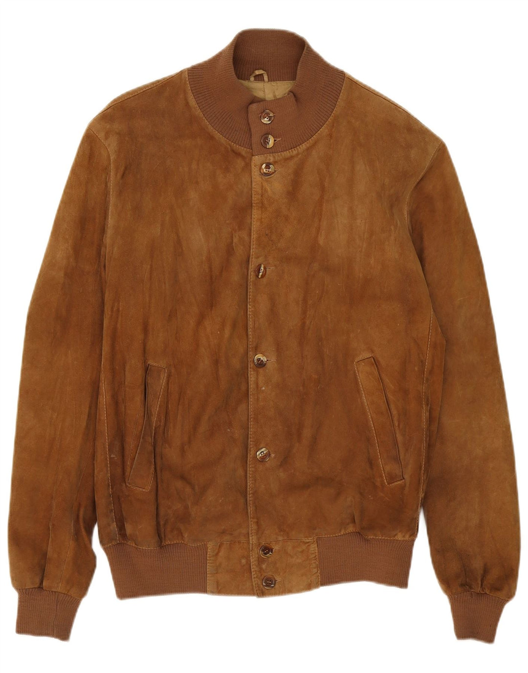 Vintage Herren Wildleder Bomberjacke UK 40 Großes Beige Leder