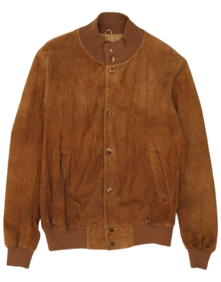 Vintage Herren Wildleder Bomberjacke UK 40 Großes Beige Leder