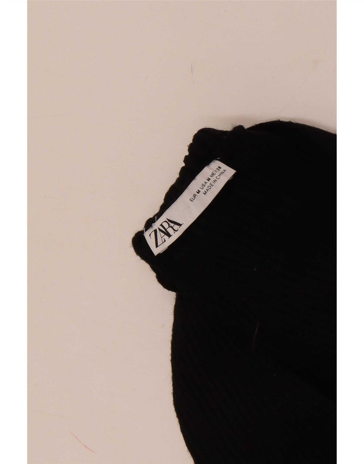 Zara Damen Strick-Arm-Top UK 12 Medium Schwarz